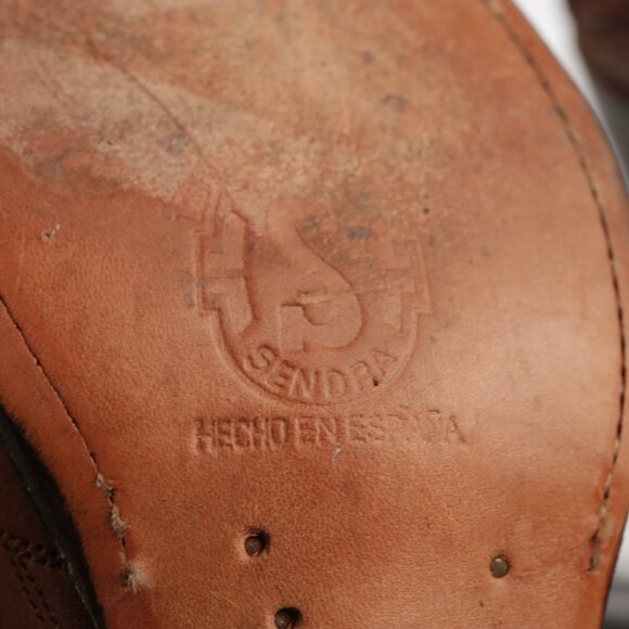 Sendra Mens Cowboy Boots Size 7 Brown Leather Embroidered Woven Snip Toe Western - Picture 16 of 16